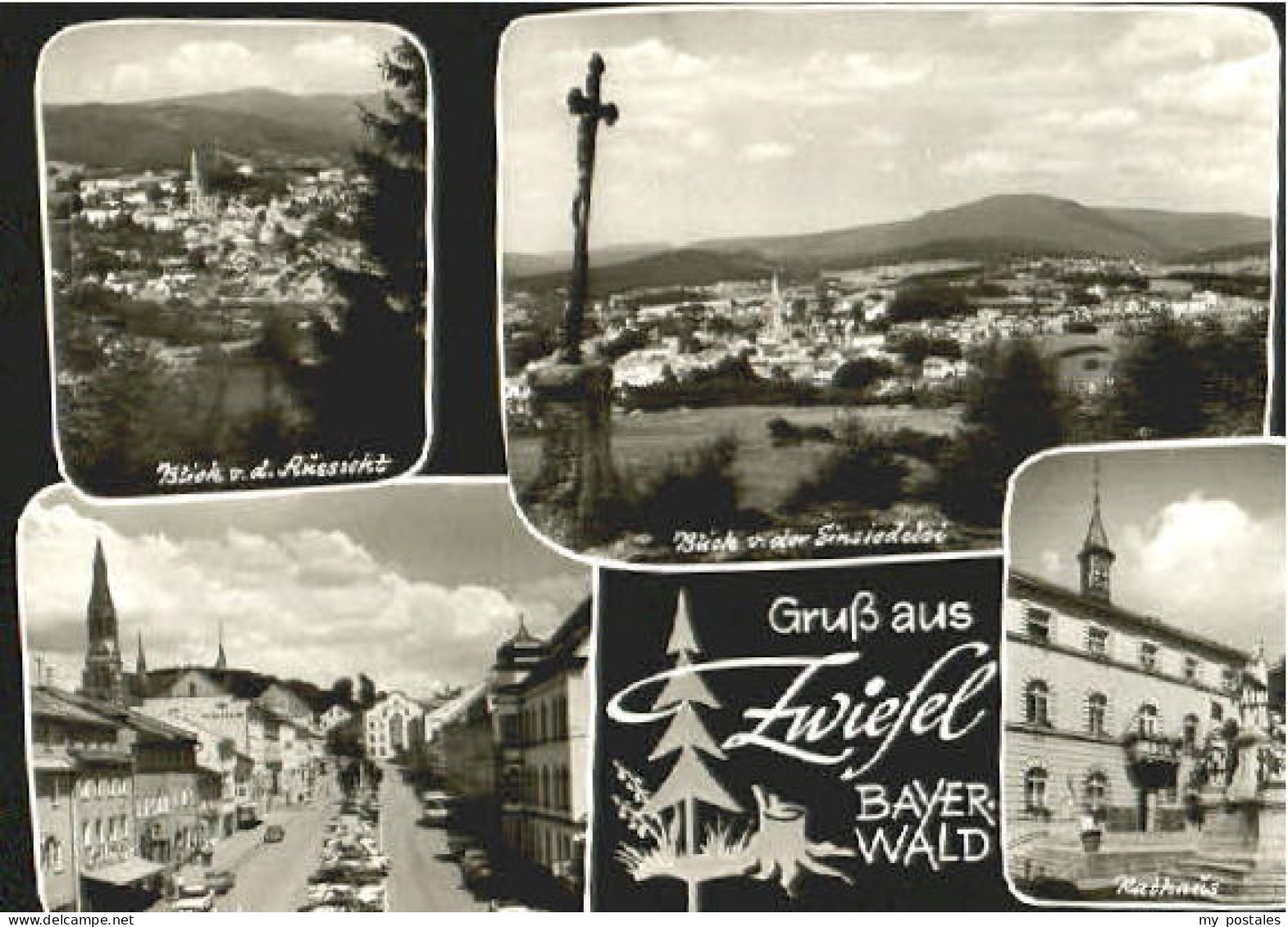 Zwiesel Niederbayern Zwiesel Rathaus Stadtplatz x 1971