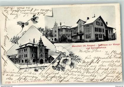 5737 Menziken 1905 - Gashaus Zur Waage Gemeindehaus Winter - 13470568