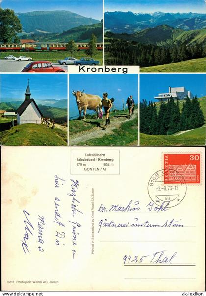 Ansichtskarte Jakobsbad Mehrbild Kronenberg Zug Abtrieb 1973