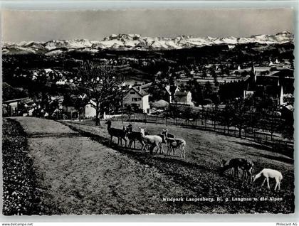 Langnau am Albis Wildpark Langenberg gegen Langnau und die Alpen Rehe Ga... - 10162550