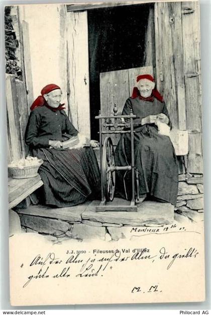 Val-dIlliez Spinnen Alte Frauen Tracht Schweiz 1902 - 39418585