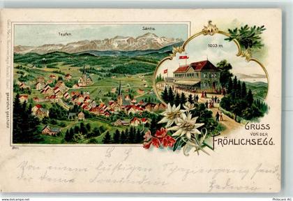 9053 Teufen AR 1904 Lithographie Teufen Säntis Fröhlichsegg - 13601369