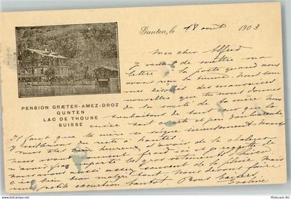 3654 Gunten 1903 - Pension Graeter Amez Droz Lac de Thoune - 13271591