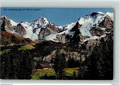 3825 Mürren - Jungfraugruppe von Mürren gesehen Bäume - 12113204