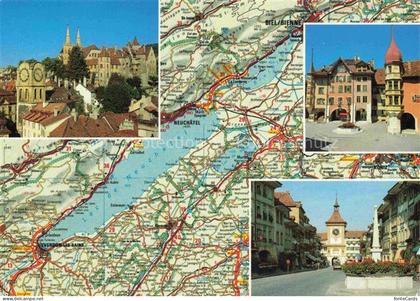 Bienne BIEL-BIENNE Les trois lacs Bienne Neuchâtel Morat Landkarte Motive Stadtz