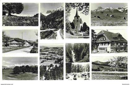 Blumenstein Thun BE Teilansichten Kirche Gasthof Wasserfall Landschaftspanorama