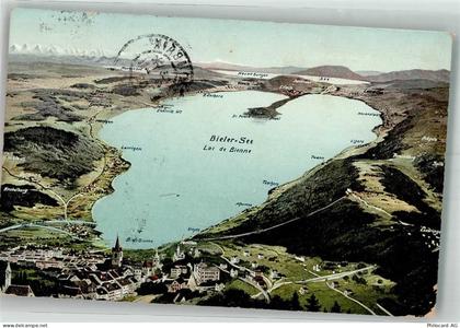 2500 Biel/Bienne 1908 Foto AK Vogelschau Bieler See Bahnpost Biel Transi... - 38191298