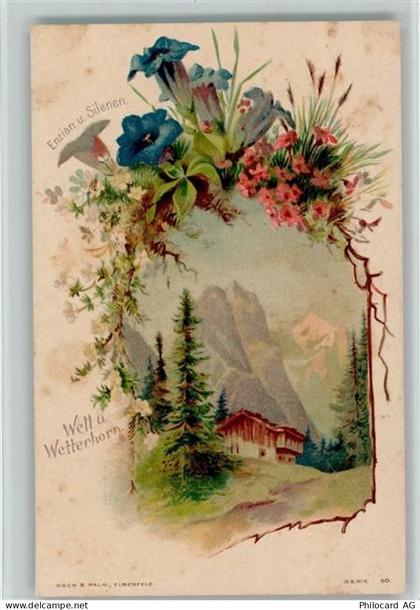 6083 Hasliberg Hohfluh Lithographie Enzian und Silenen Welt und Wetterho... - 13112859