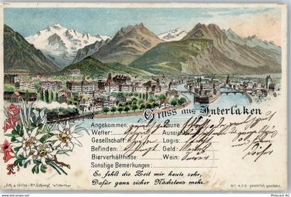 3800 Interlaken 1903 Lithographie Gruß aus Interlaken - 51583890