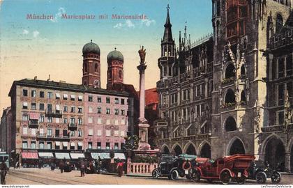[-5%] SUISSE - München - Marienplatz avec la colonne de la Vierge - Colorisé - Carte postale ancienne