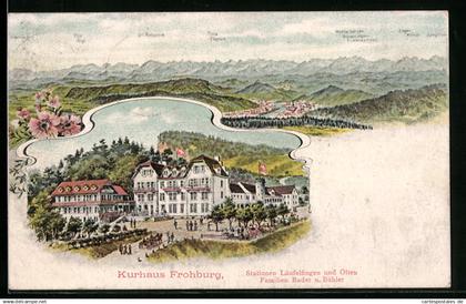 Künstler-AK Läufelfingen, Kurhaus Frohburg, Weitblick auf die Berge
