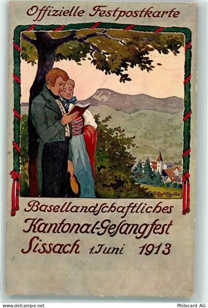 4450 Sissach 1913 Gebrauchsspuren Offizielle Festpostkarte Basellandscha... - 13254503