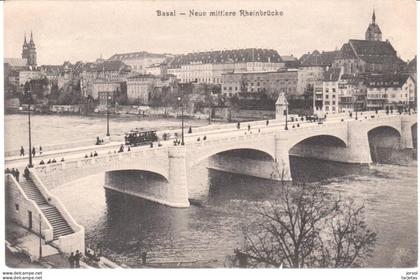 POSTAL   BASEL (BASILEA)  SUIZA  -NEUE MITTLERE RHEINBRüCKE