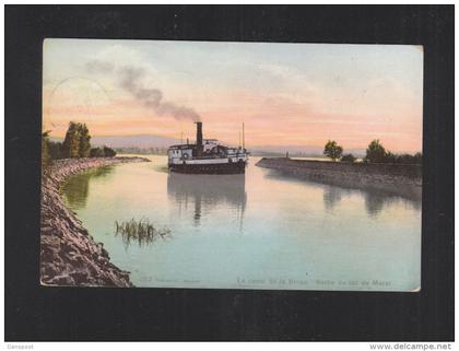 Schweiz AK Le Canal de la Broye Sortie du Lac de Morat 1907