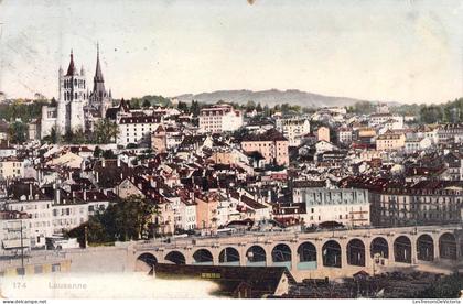 [-50%] SUISSE - LAUSANNE - Pont - Vue Panoramique sur la ville - Carte postale ancienne