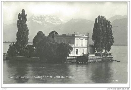 CARTOLINA   - LAC LEMAN - ILE DE SALAGNON ET DENT DU MIDI - LAGO -  VIAGGIATA  NEL 1912