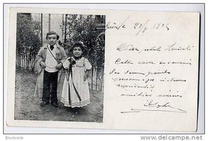 cpa carte photo NAIN couple de nains célèbres de GENEVE