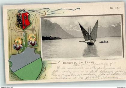 Genfersee Lac Leman 1902 Prägedruck Barque du Lac Leman Lithographie Iri... - 13236622