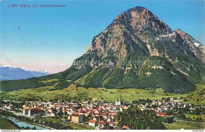GLARUS Glaris GL Vorderglaernisch Stadtpanorama Kirche Berge Fluss Alpen