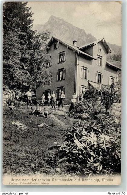 8753 Mollis 1910 - Gruss vom Ferienheim Neumünster Kennelalp - 13249015