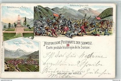 8752 Näfels 1898 Lithographie Historische Postkarte der Schweiz Schlacht... - 13291046