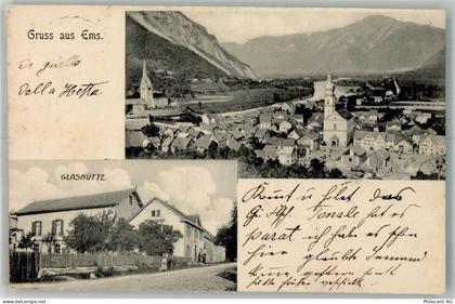 7013 Domat/Ems 1905 Foto AK Fabrik Glashütte Kirche - 13666640