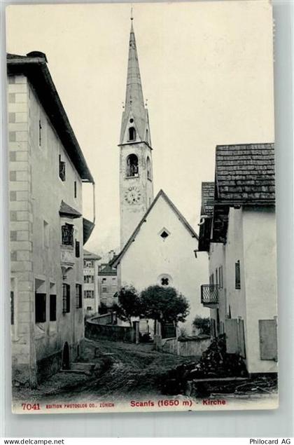7525 S-chanf Scanfs 1908 Foto AK Kirche - 14000826