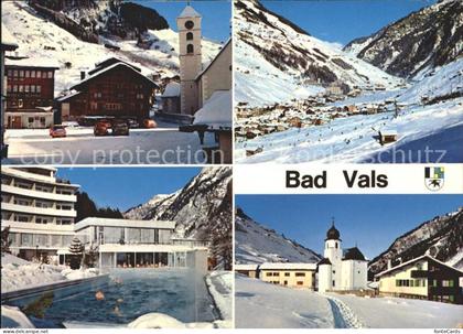 Bad Vals GR Dorfplatz Thermalschwimmbad Panorama Vals Camp
