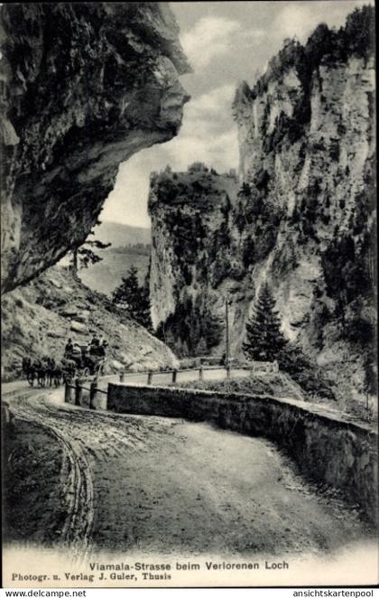 CPA Zillis Reischen Kt. Graubünden, Viamala Straße beim Verlorenen Loch