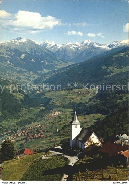 Furna Kirche Jenaz Fideris und Silvrettagruppe