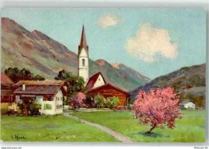 7240 Küblis Künstlerkarte Kirche sign. - 10621113