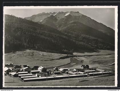 AK S-chanf /Engadin, Flablager mit Piz Mezaun