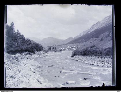 Ancienne photo négatif plaque de verre Splugen près Sufers Andeer Rheinwald Suisse Les Grisons alte Foto 1911 schweiz