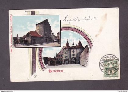 Suisse JU Porrentruy ( chromo lithographie type gruss aus ... Porte de France cachet ambulant  (54181)