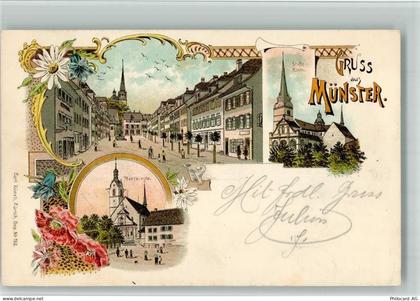 6215 Beromünster 1898 BOAKC Lithographie Stiftskirche Pfarrkirche Verlag... - 13702493