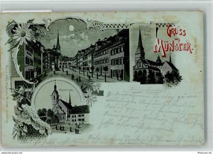 6215 Beromünster 1901 BOAKC Lithographie/Mondschein Stiftskirche Pfarrki... - 13702429