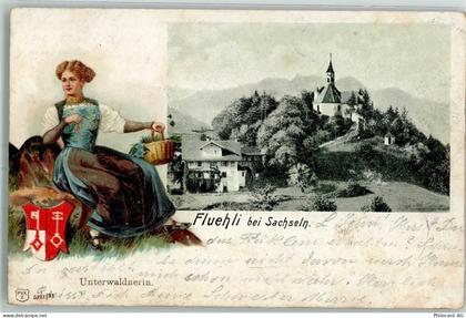 6173 Flühli 1904 Prägedruck Bei Sachseln Tracht: Unterwaldnerin Verlag K... - 13159758