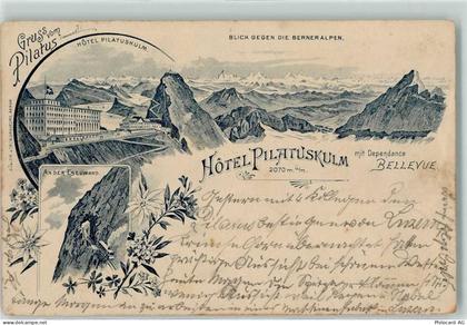 6010 Kriens 1897 - Blick gegen die Berner Alpen Hotel Pilatuskulm mit De... - 13248164