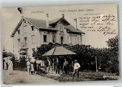 2523 Lignières 1911 Foto AK Hotel Pension Beau-Sejour - 13585828