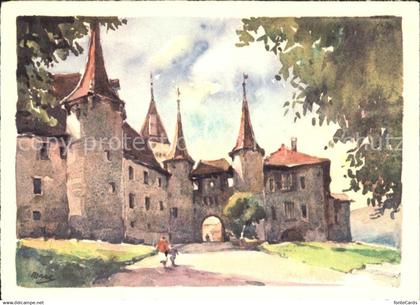 Colombier NE Chateau de Colombier Aquarell