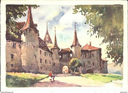 Colombier NE Chateau de Colombier Aquarell