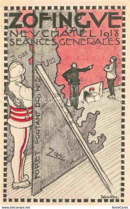 Neuchatel NE Zofingue Séances Générales Studentika Kuenstlerkarte