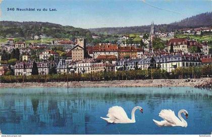 Neuenburg  Neuchatel NE Neuenburgersee Schwaene Stadtansicht Kirche Uferpromenad