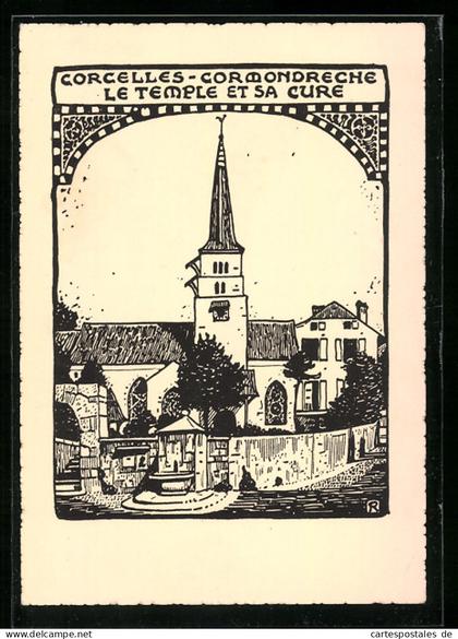 AK Corcelles-Cormondreche, Le Temple et sa Cure