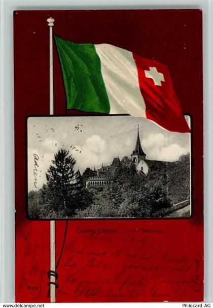 2088 Cressier NE 1902 - Cressier Chateau - Fahne - Verlag Delachaux & Ni... - 13213563