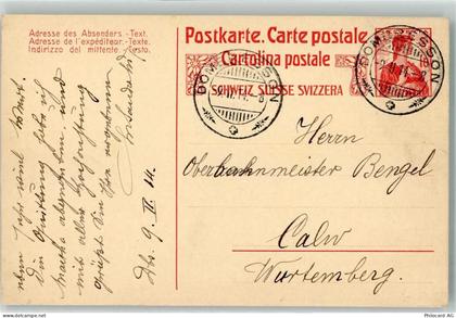 2056 Dombresson 1914 Ganzsache 10 Rappen - 39369804