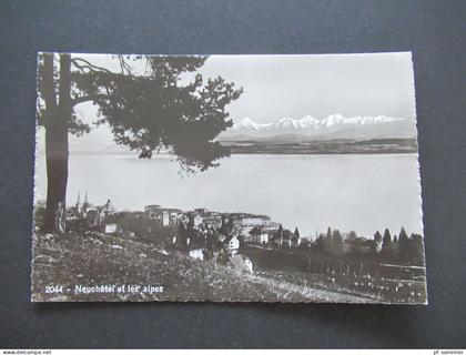 Schweiz ca.1940 Echtfoto AK Neuchatel et les Alpes Stempel Neuchatel Cultiver Pour Le Pays nach Geneve gesendet