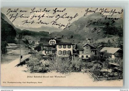 6074 Giswil 1903 - Hotel Bahnhof Giswil mit Wetterhorn - 13218573