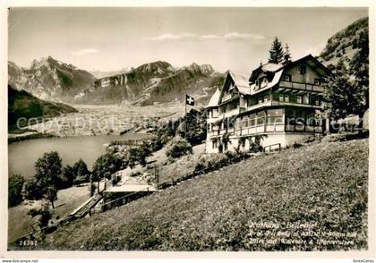 Amden Walensee SG Kurhaus Bellevue mit Walensee und Glarneralpen