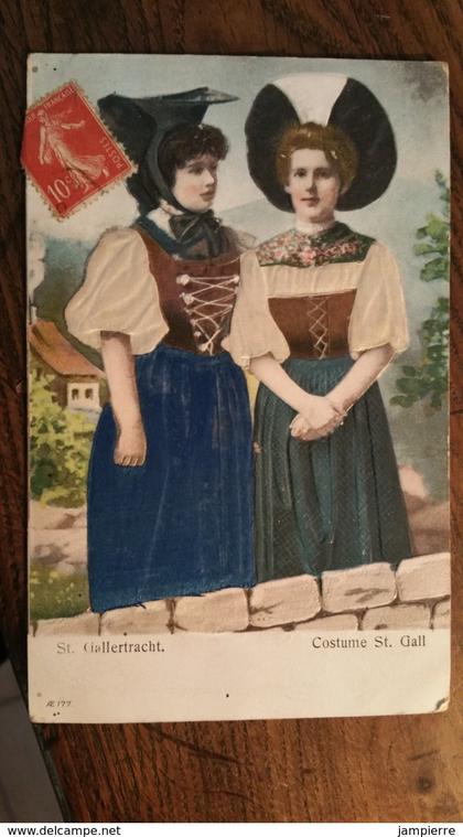 Saint-Gall (Suisse) - Carte gaufrée - Costume - St. Gallertracht